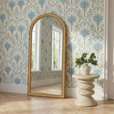 TOV Arch Natural Raffia Contract-Grade Floor Mirror