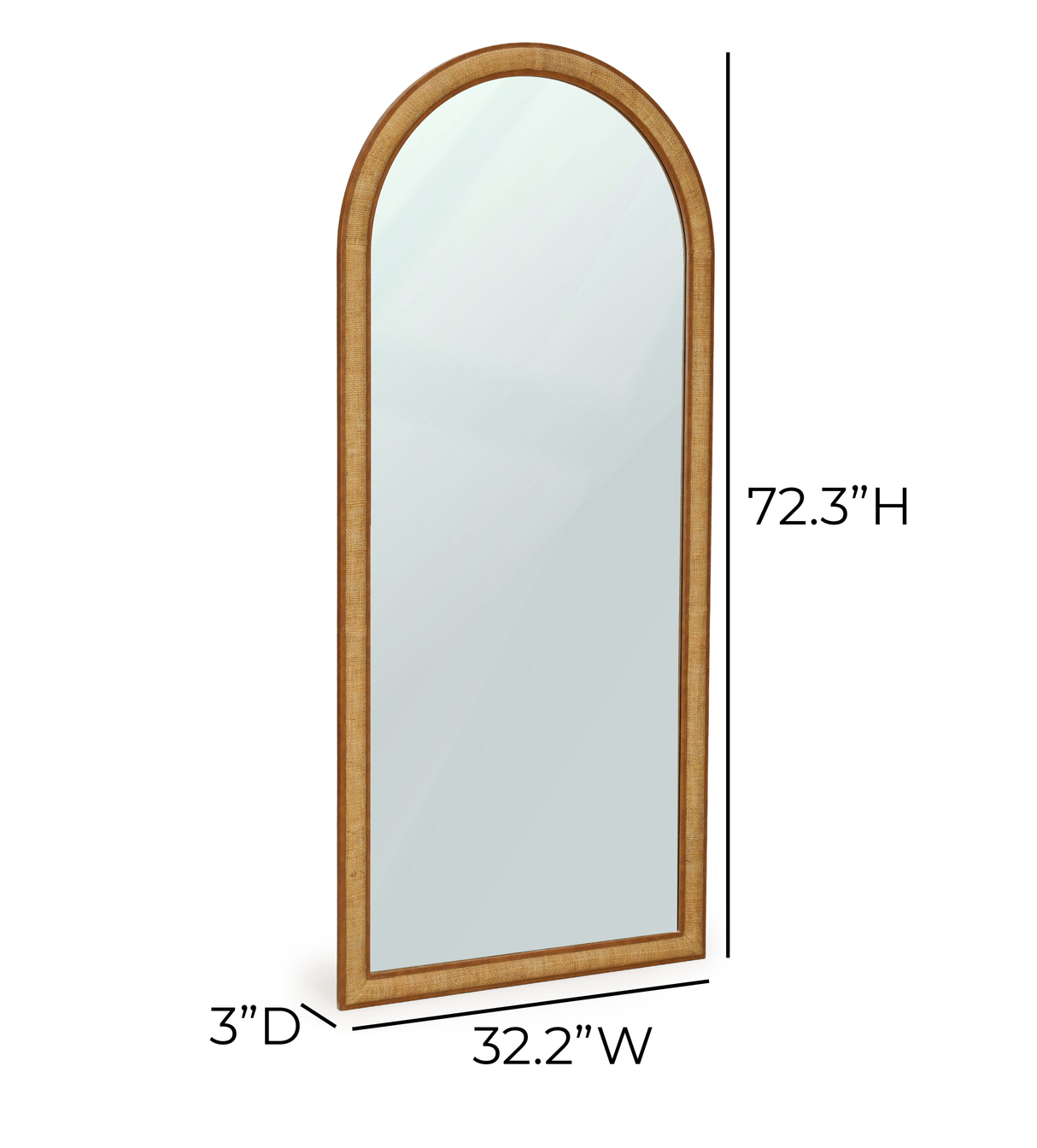 TOV Arch 72" Natural Raffia Contract-Grade Floor Mirror