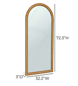 TOV Arch Natural Raffia Contract-Grade Floor Mirror