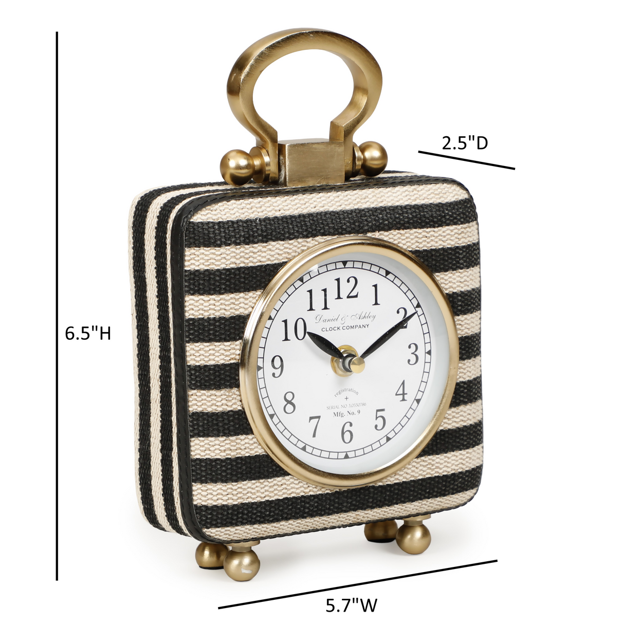 TOV Mona Black Striped Contract-Grade Standing Accent Clock