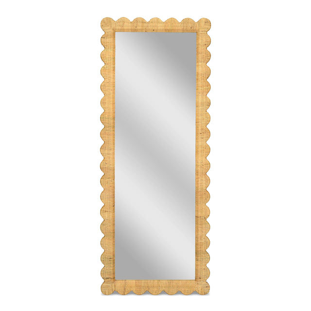 TOV Bama 29.1" x 75" Long Natural Rattan Wall Mirror