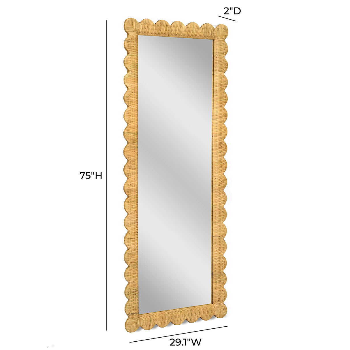 TOV Bama 29.1" x 75" Long Natural Rattan Wall Mirror