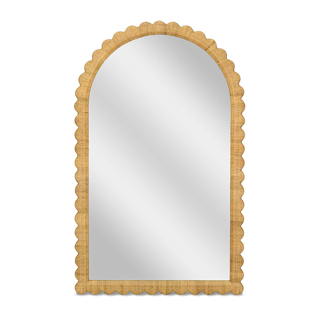 TOV Bama 48" x 79" Jumbo Natural Rattan Arched Wall Mirror