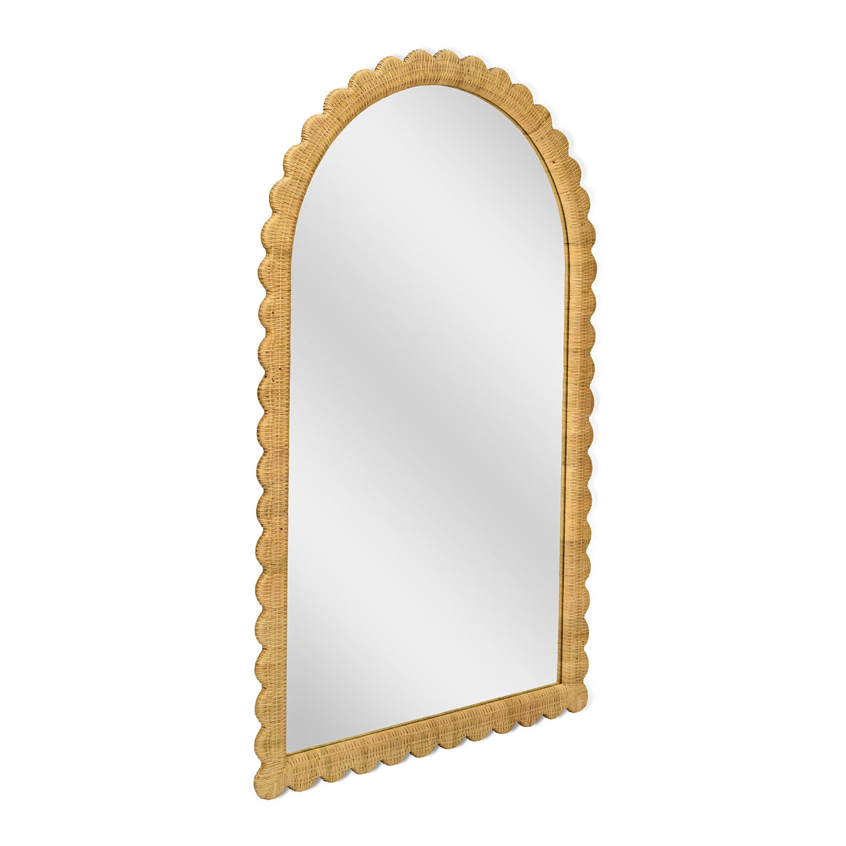 TOV Bama 48" x 79" Jumbo Natural Rattan Arched Wall Mirror