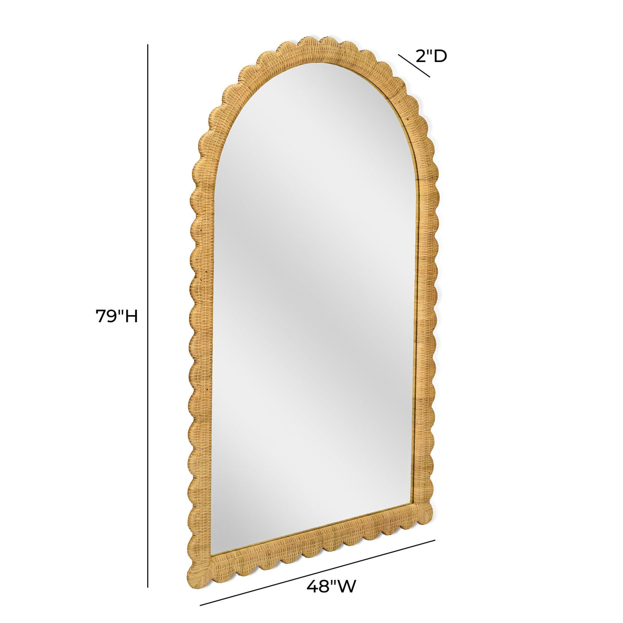 TOV Bama 48" x 79" Jumbo Natural Rattan Arched Wall Mirror