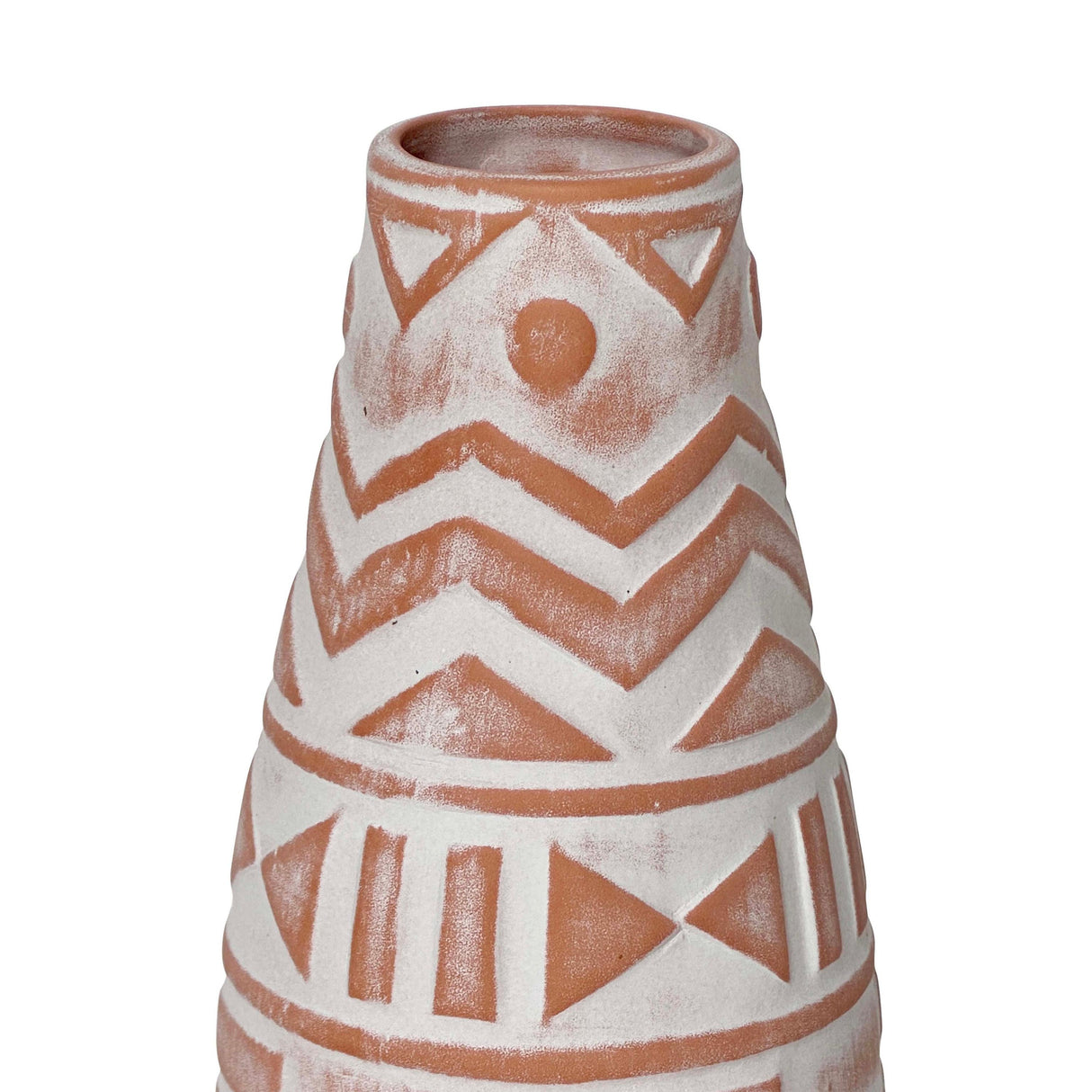 TOV Earthenware Aztec Teardrop Flower Vase in Terracotta