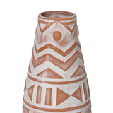 TOV Earthenware Aztec Teardrop Flower Vase in Terracotta