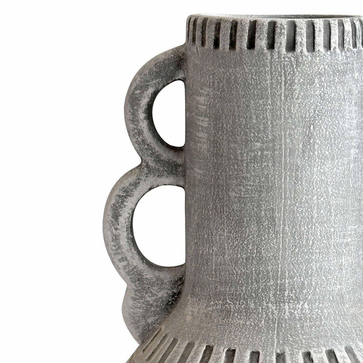 TOV Earthenware Aztec Handled Flower Vase in Slate