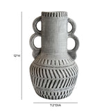 TOV Earthenware Aztec Handled Flower Vase in Slate