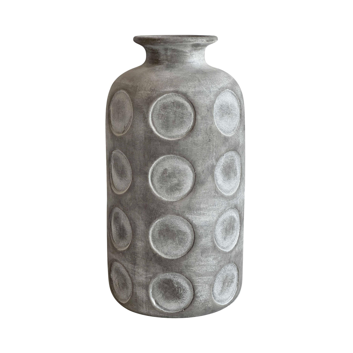 TOV Earthenware Aztec Tub Flower Vase in Grey