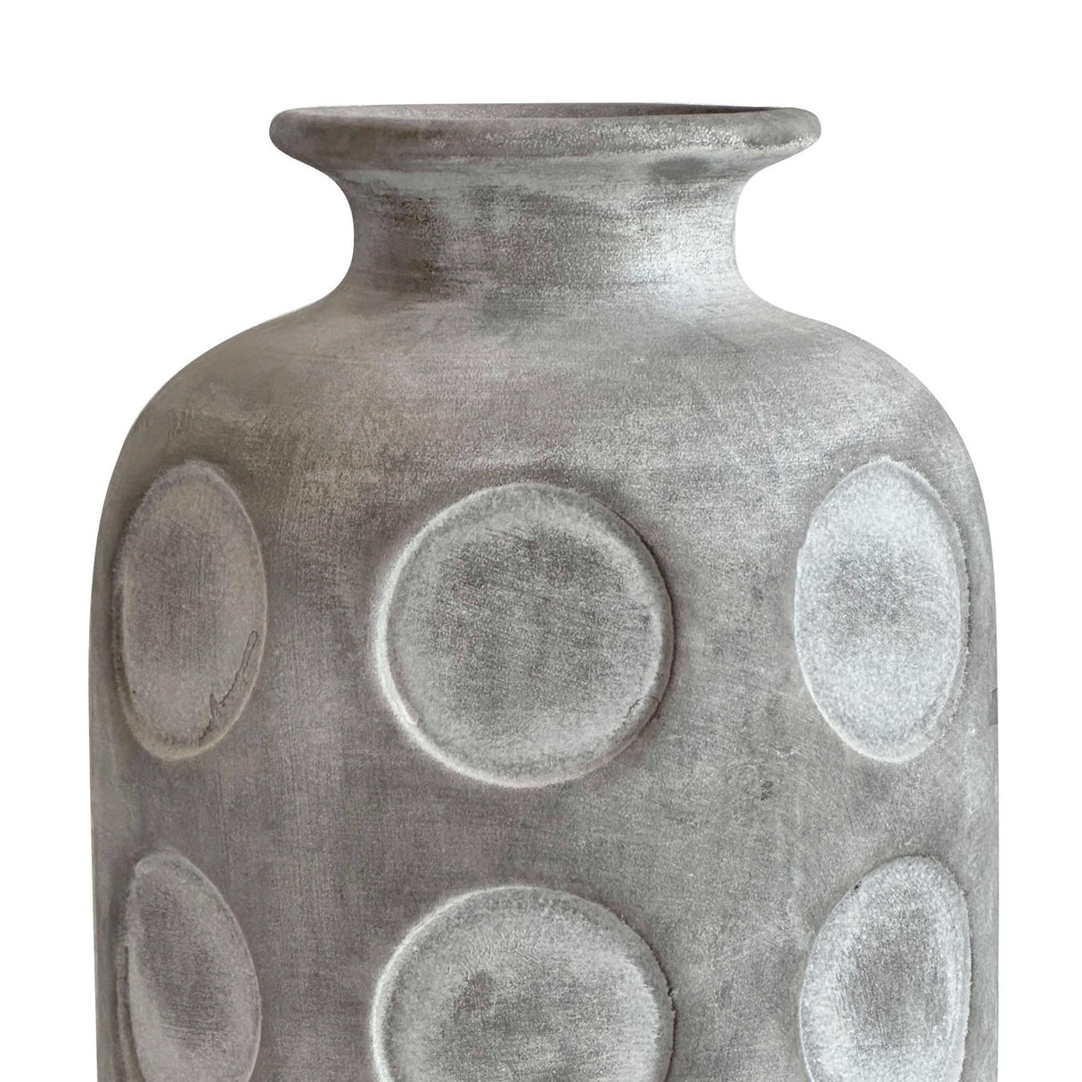 TOV Earthenware Aztec Tub Flower Vase in Grey