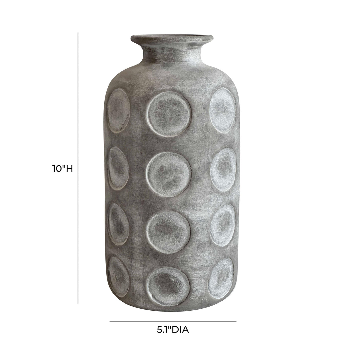 TOV Earthenware Aztec Tub Flower Vase in Grey
