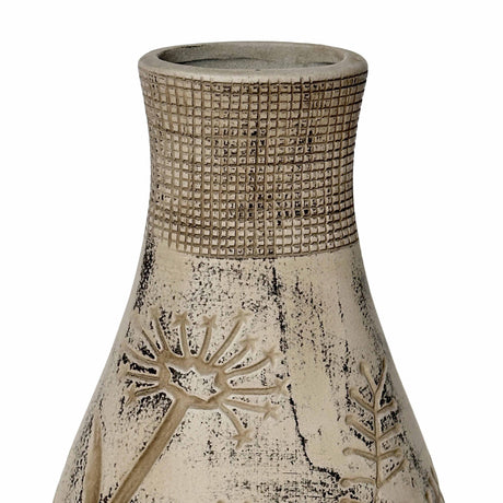 TOV Earthenware Floral Pattern Vase in Grey