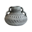 TOV Earthenware Aztec Wide Flower Vase in Blue