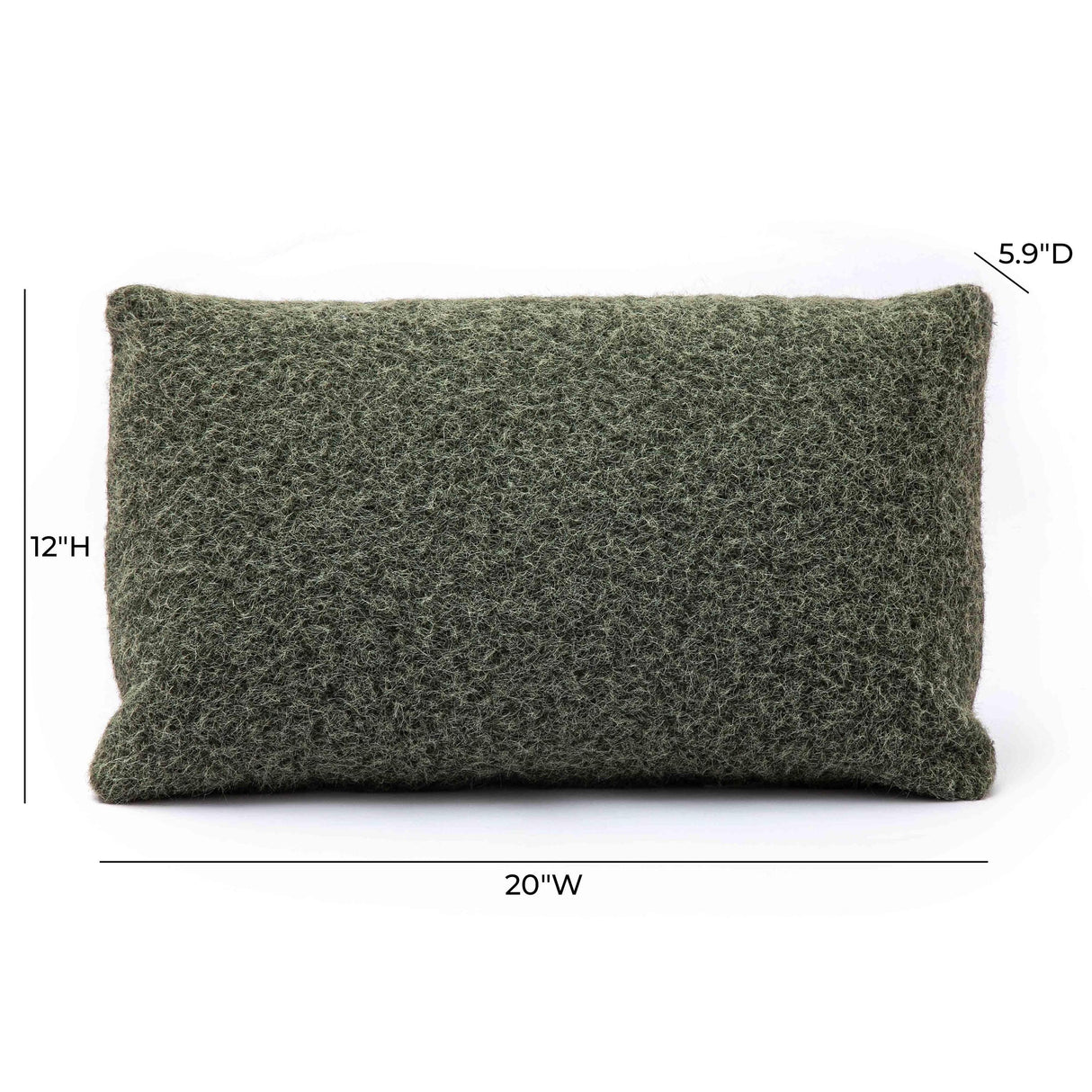 TOV Malolo 20"X12" Long Mohair Rectangular Vegan-Down Throw Pillow Cover