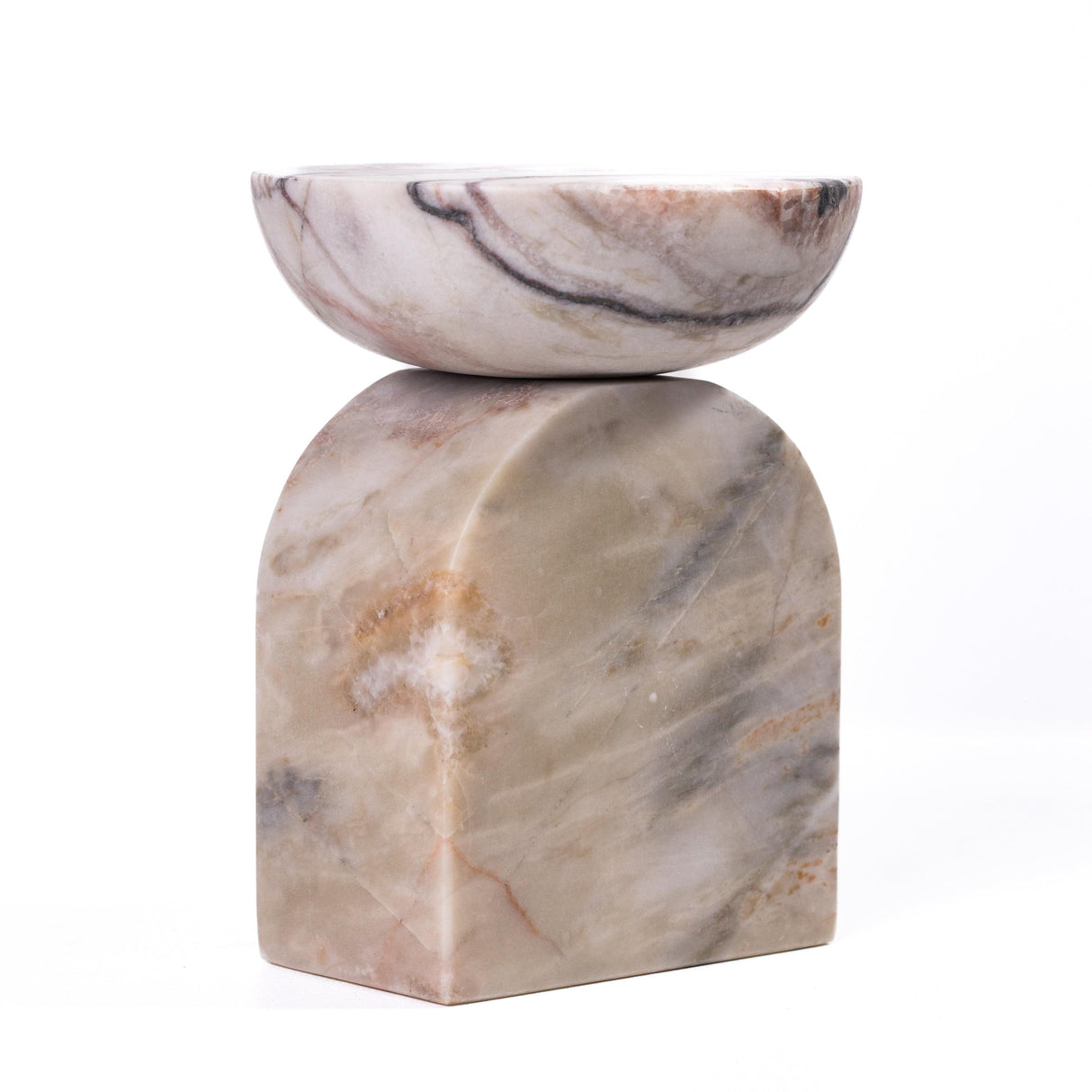 TOV Marble White Brown Balanced Candle Holder