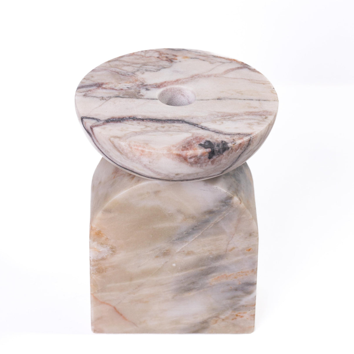 TOV Marble White Brown Balanced Candle Holder