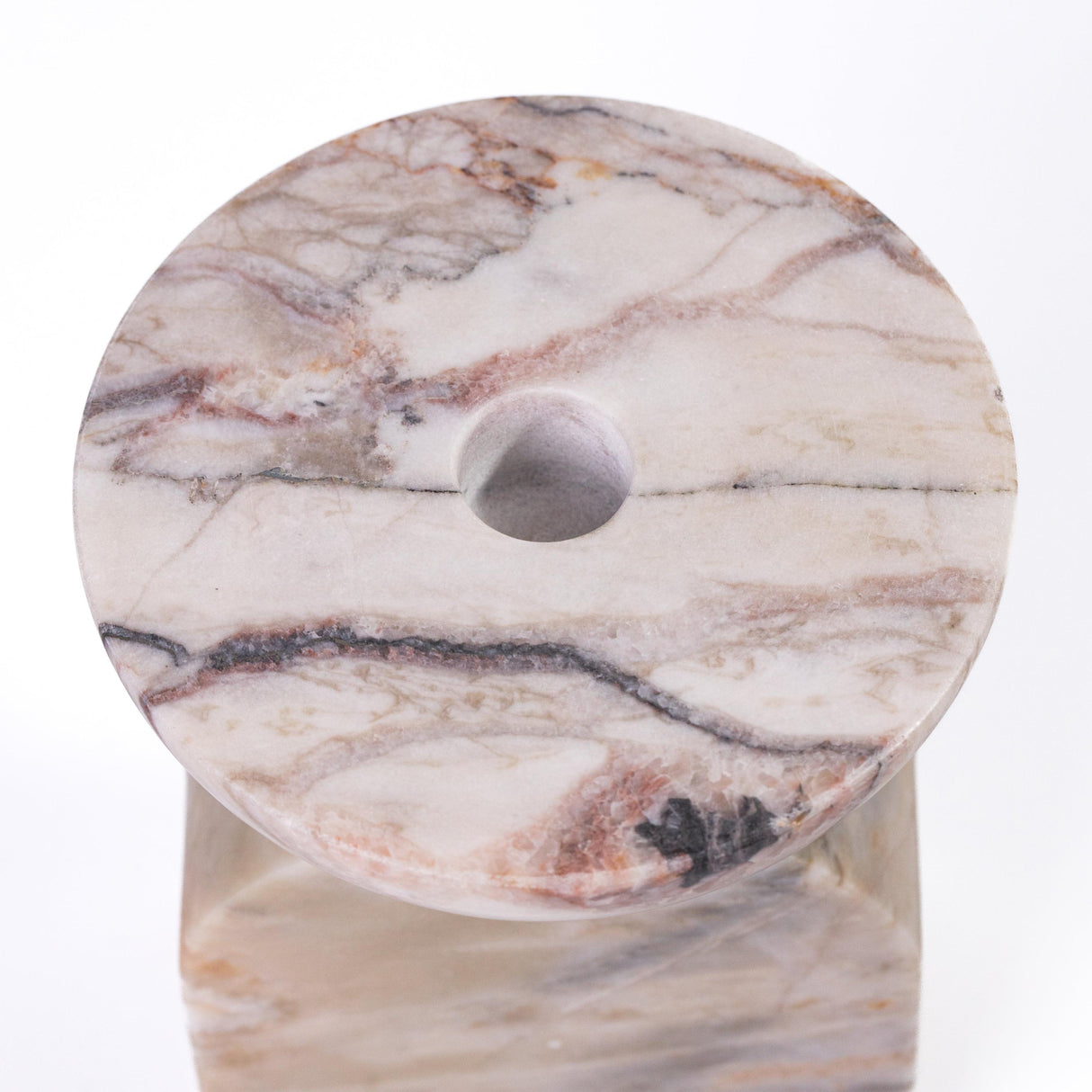 TOV Marble White Brown Balanced Candle Holder