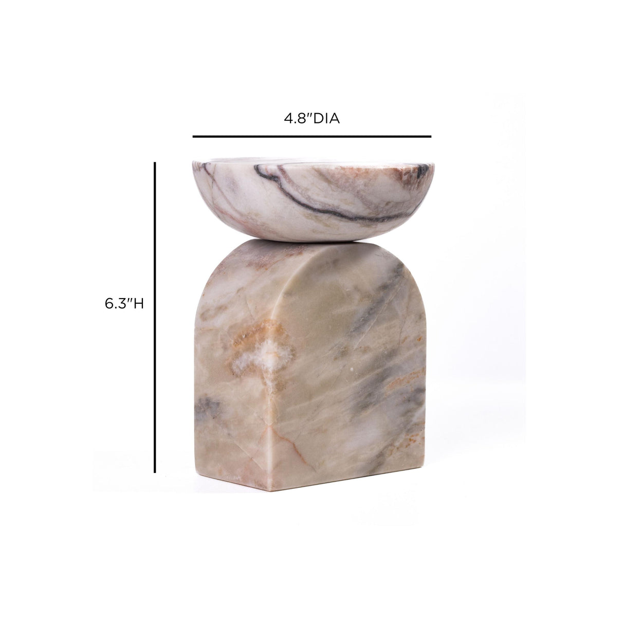 TOV Marble White Brown Balanced Candle Holder