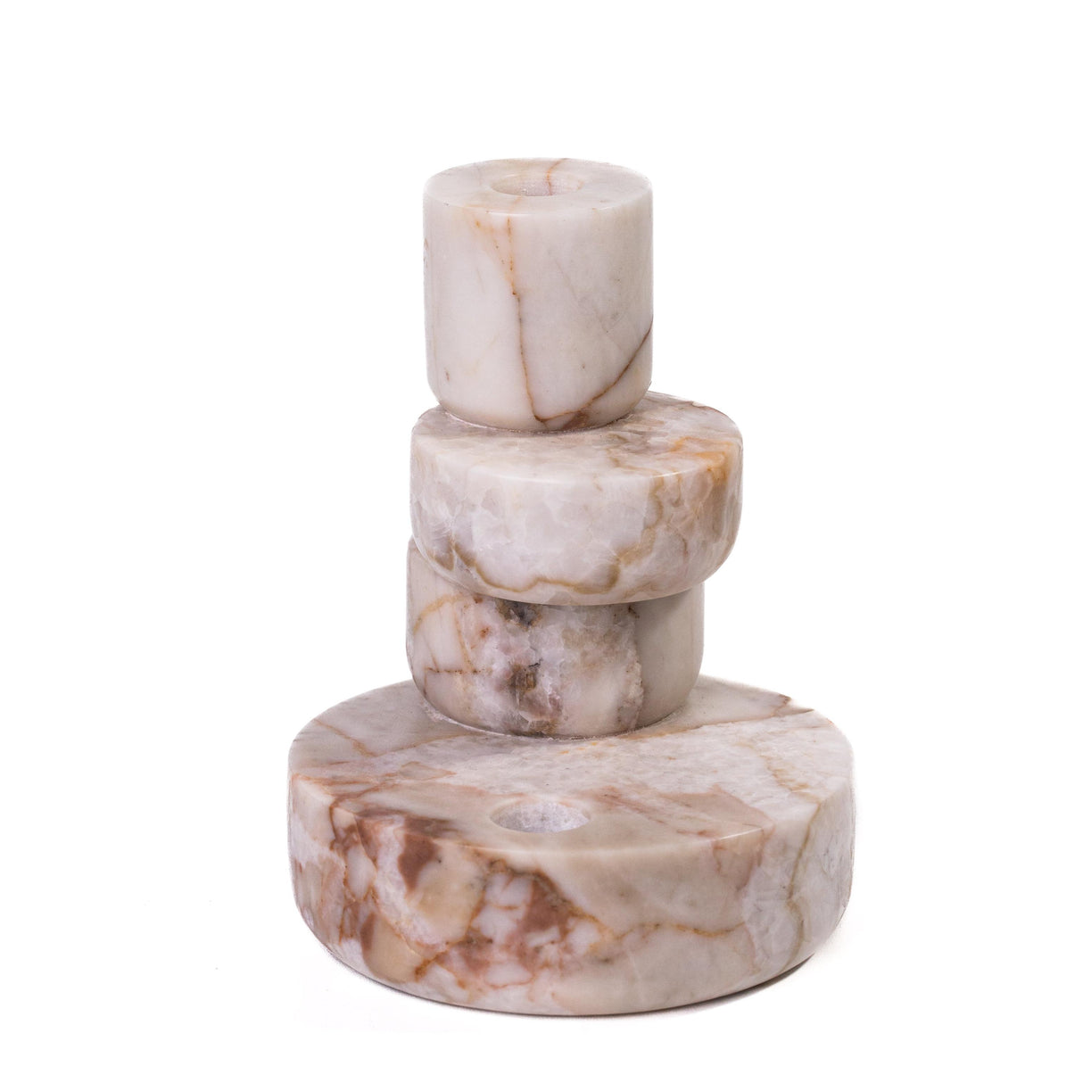 TOV Marble White Brown Stacked Candle Holder