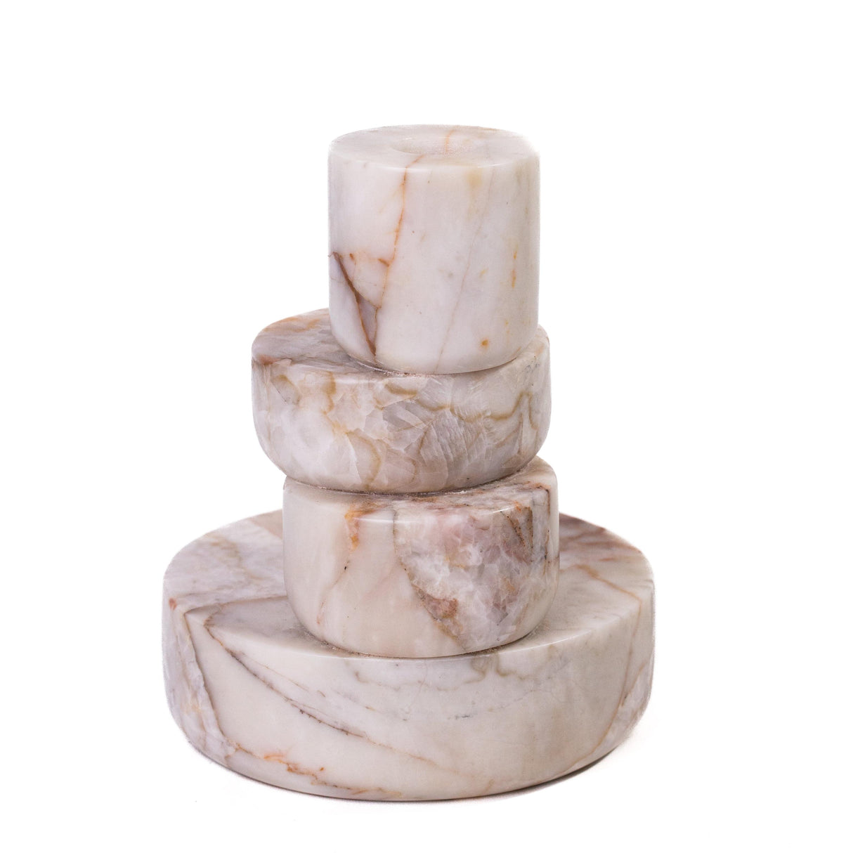 TOV Marble White Brown Stacked Candle Holder