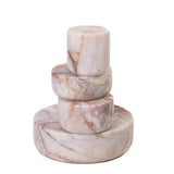 TOV Marble White Brown Stacked Candle Holder