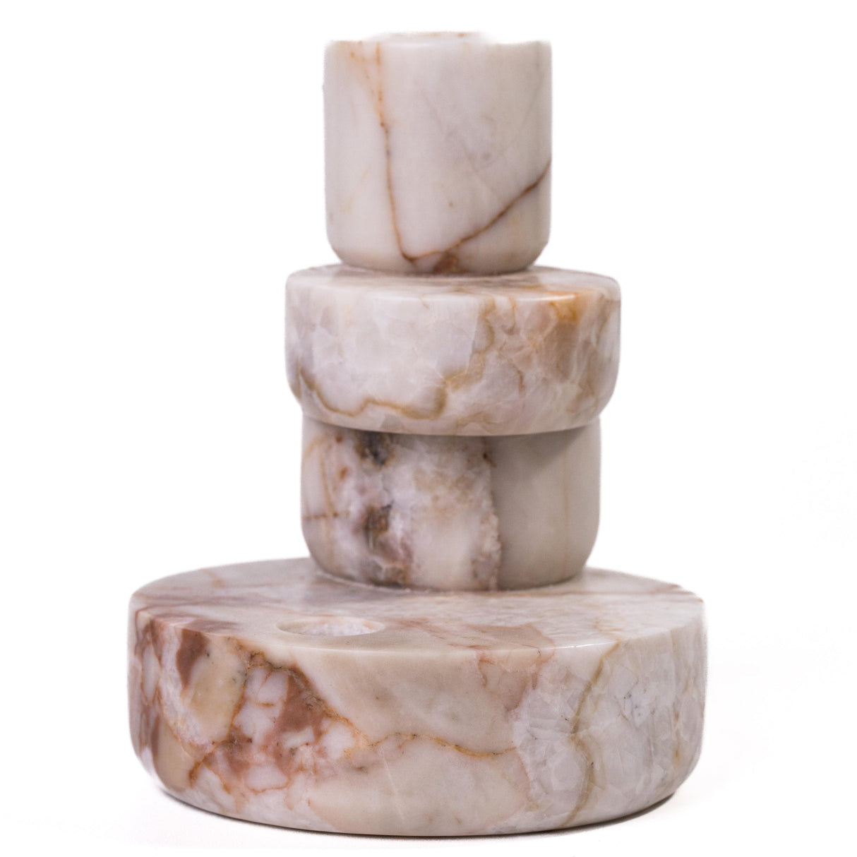 TOV Marble White Brown Stacked Candle Holder