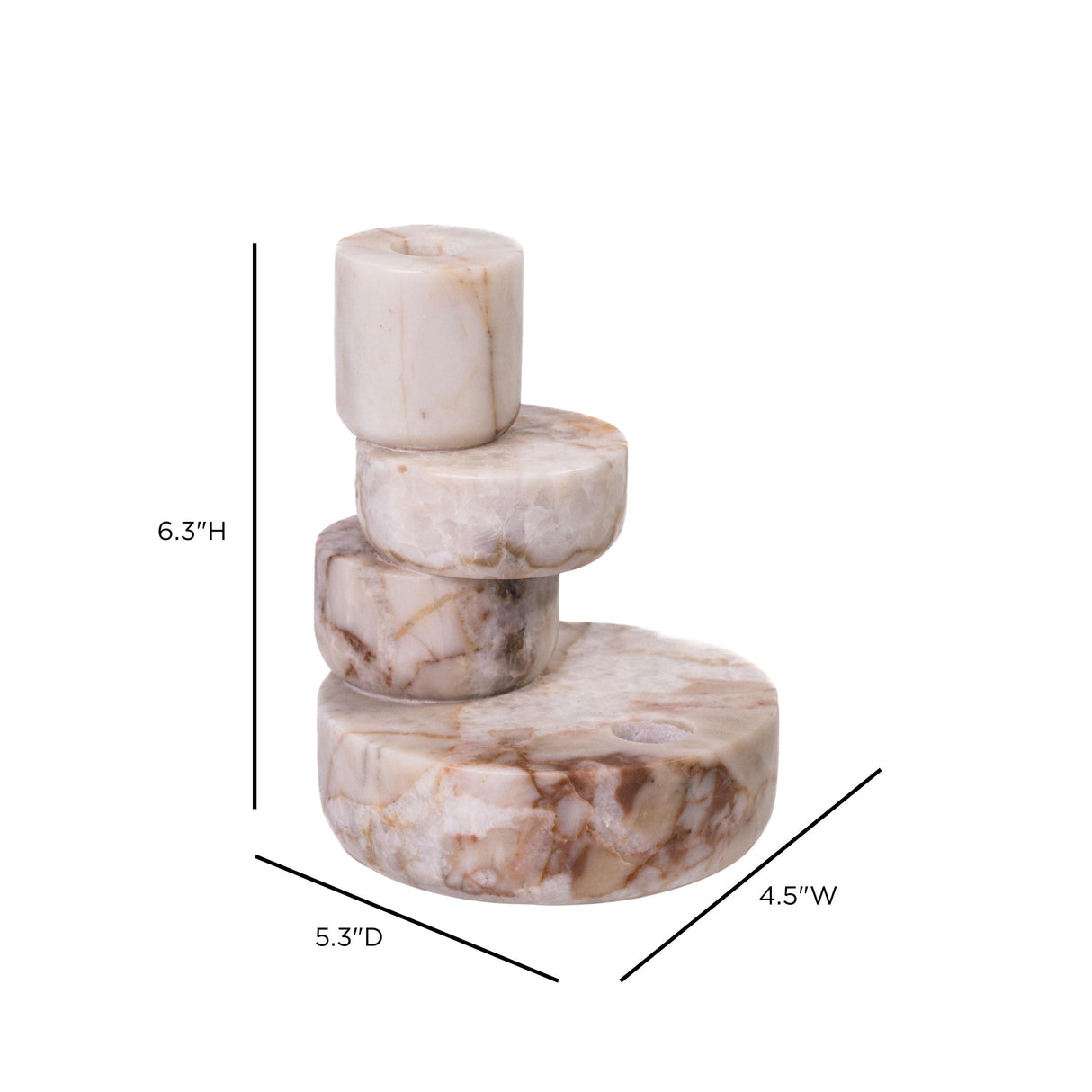 TOV Marble White Brown Stacked Candle Holder