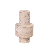 TOV Natural Travertine Turned Candle Holder