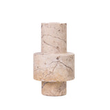 TOV Natural Travertine Turned Candle Holder
