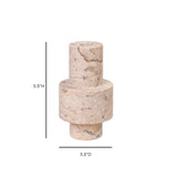 TOV Natural Travertine Turned Candle Holder