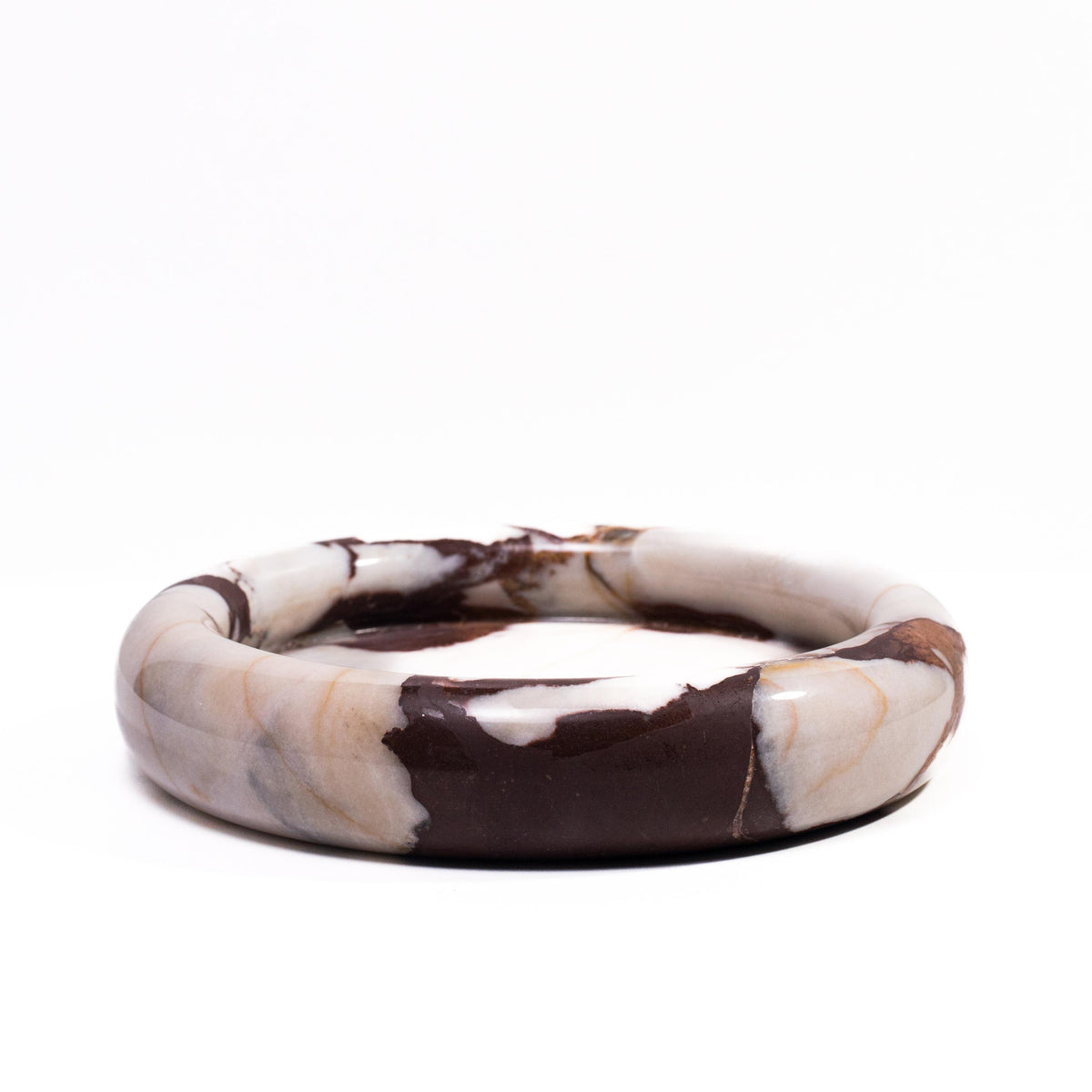 TOV Breccia Marble White Brown Round Edged Catch-All