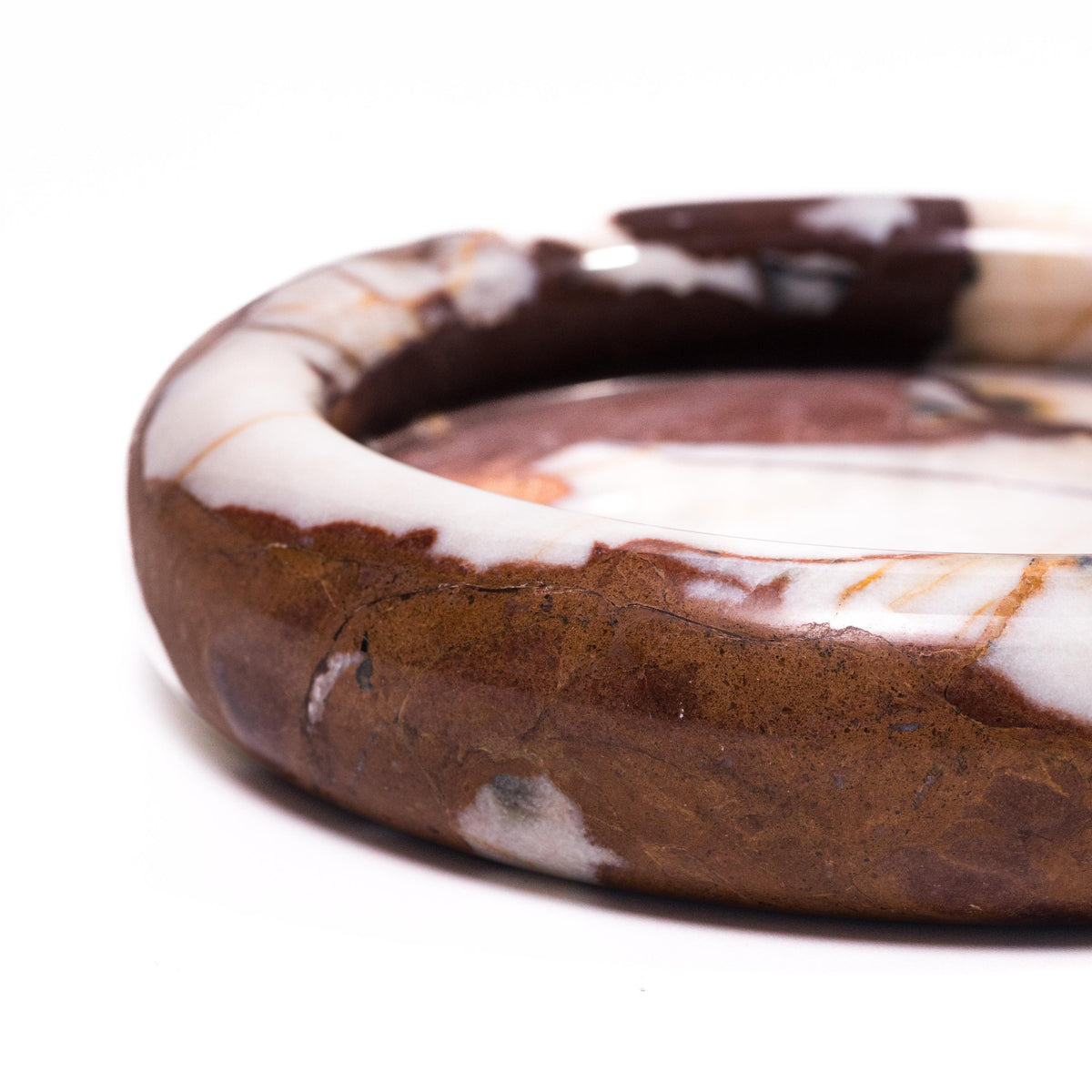 TOV Breccia Marble White Brown Round Edged Catch-All