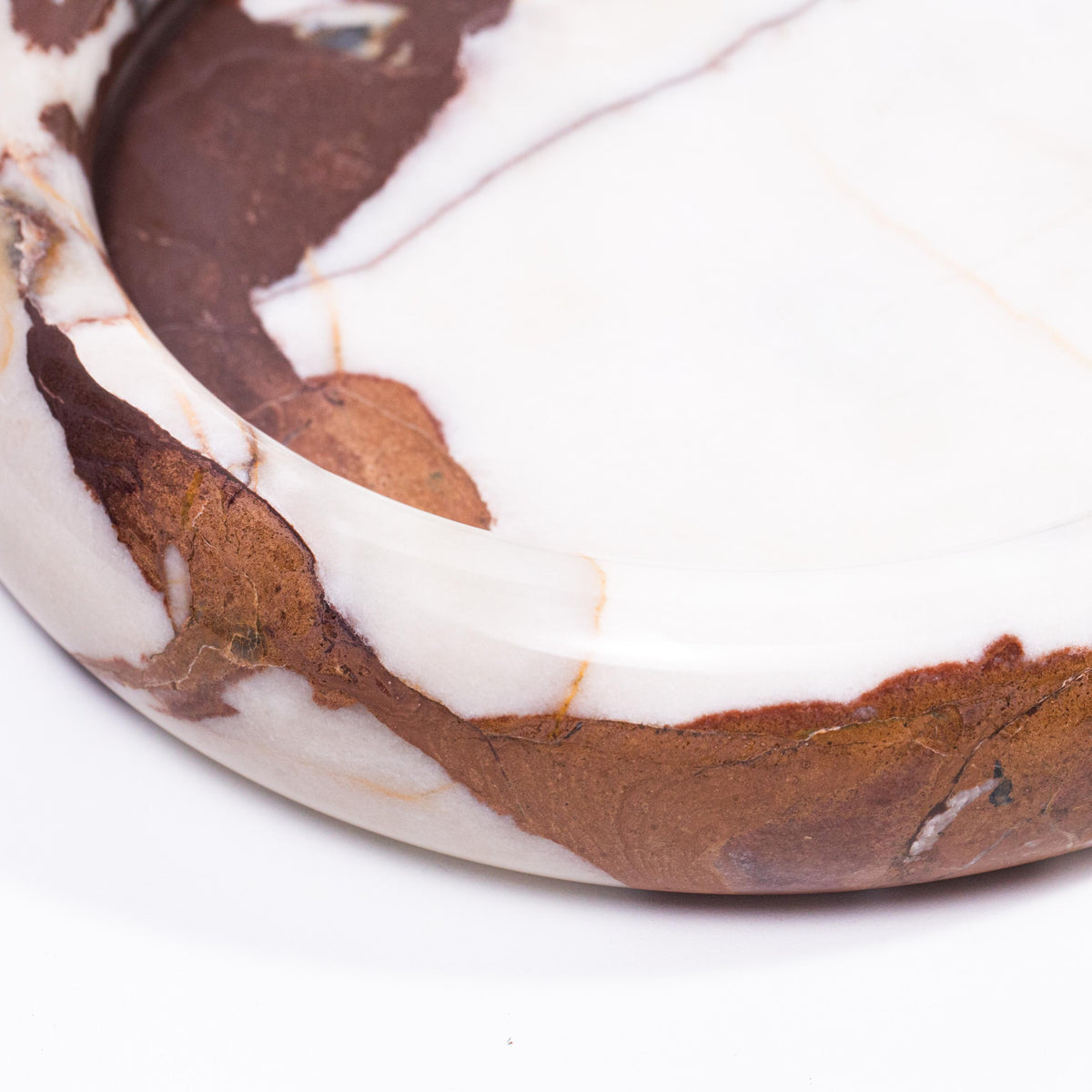 TOV Breccia Marble White Brown Round Edged Catch-All