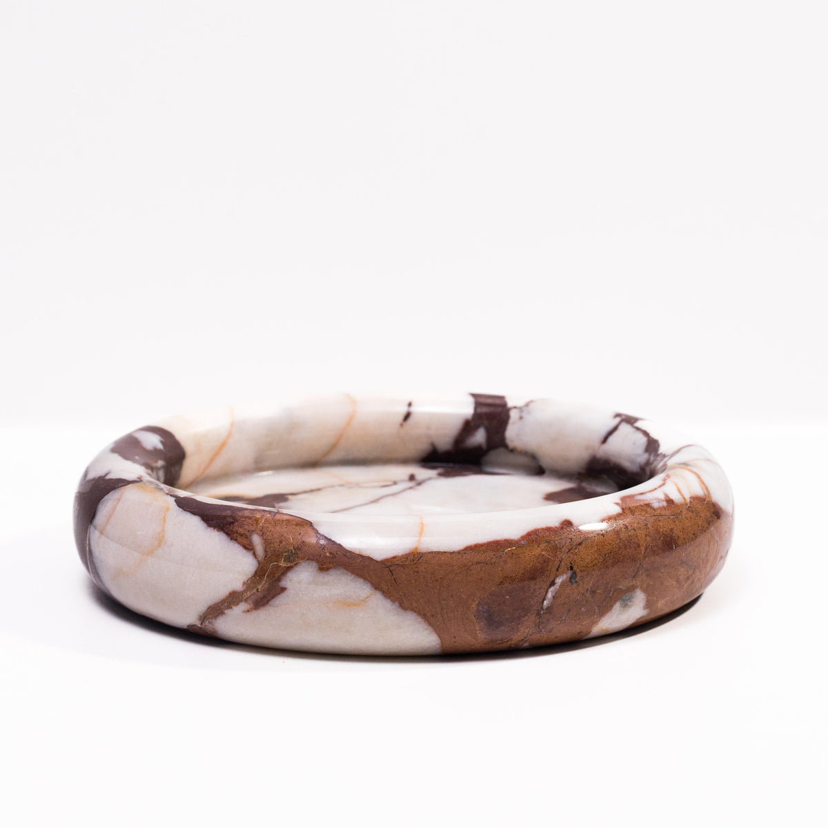 TOV Breccia Marble White Brown Round Edged Catch-All
