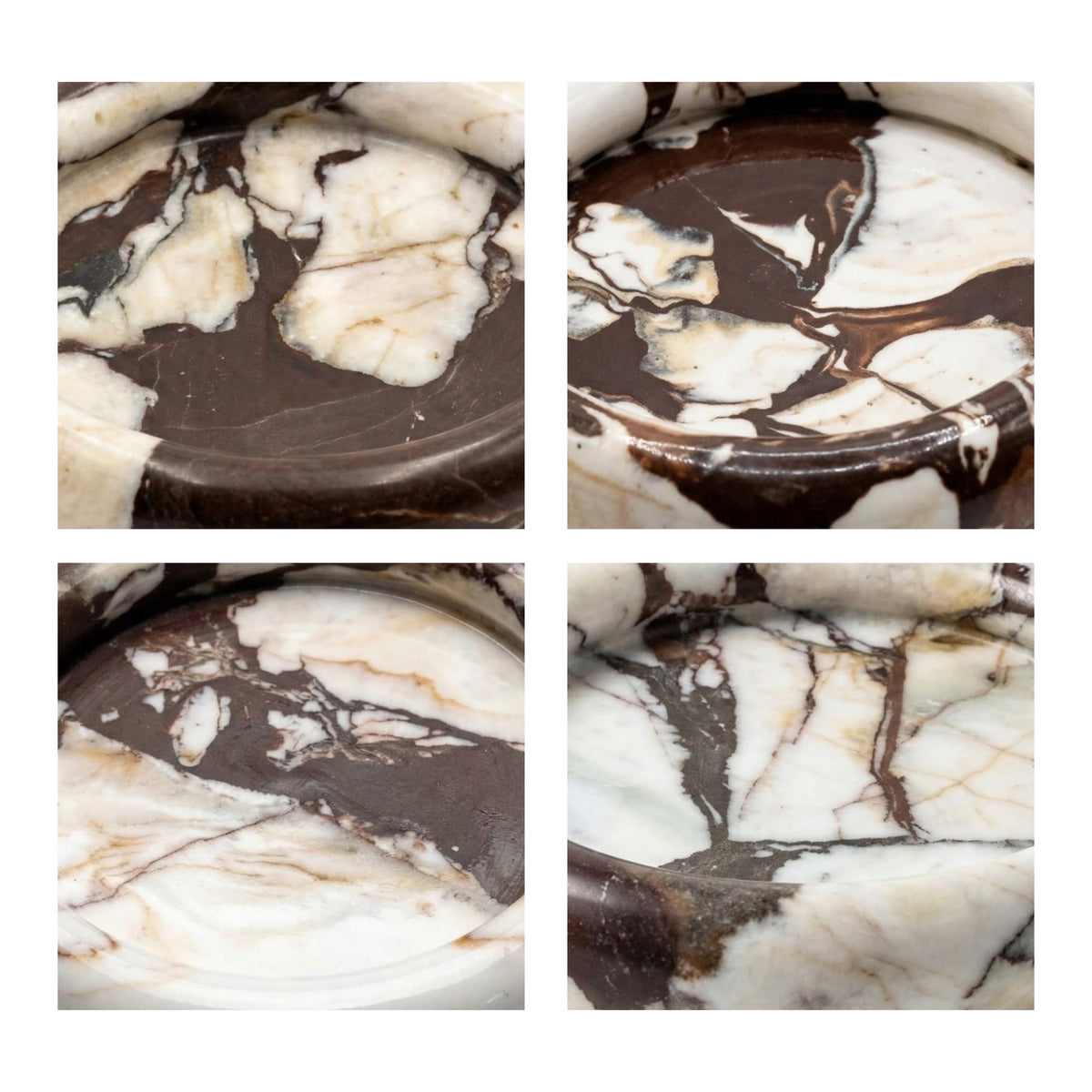 TOV Breccia Marble White Brown Round Edged Catch-All
