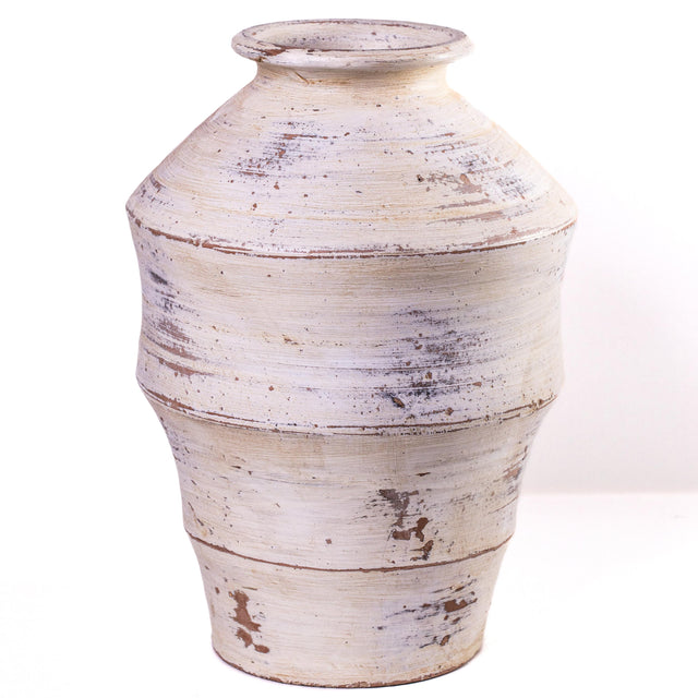 TOV Visha Scalloped Distressed Cream Terracotta Vase
