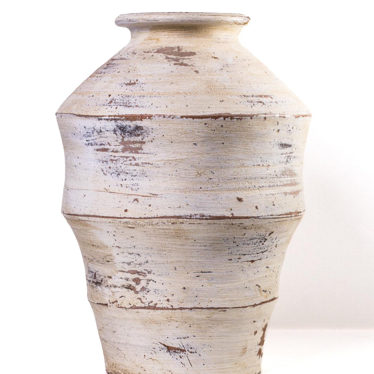 TOV Visha Scalloped Distressed Cream Terracotta Vase