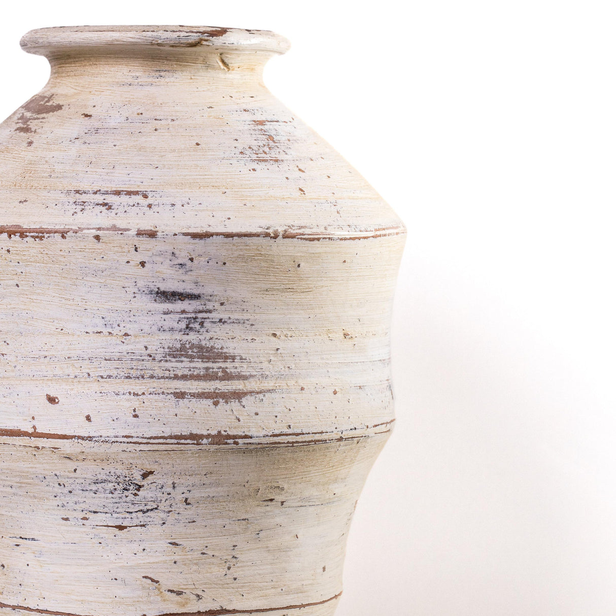 TOV Visha Scalloped Distressed Cream Terracotta Vase