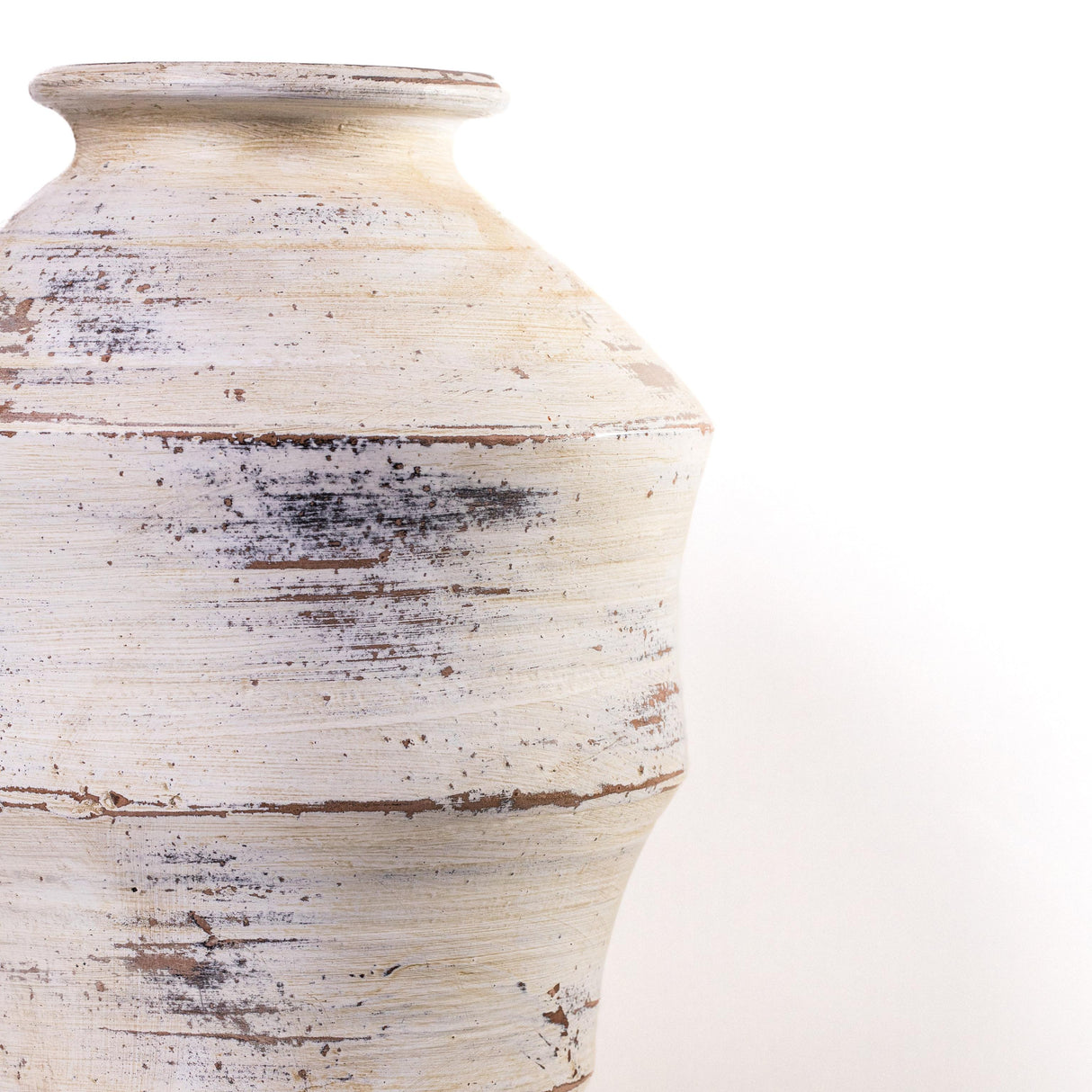 TOV Visha Scalloped Distressed Cream Terracotta Vase