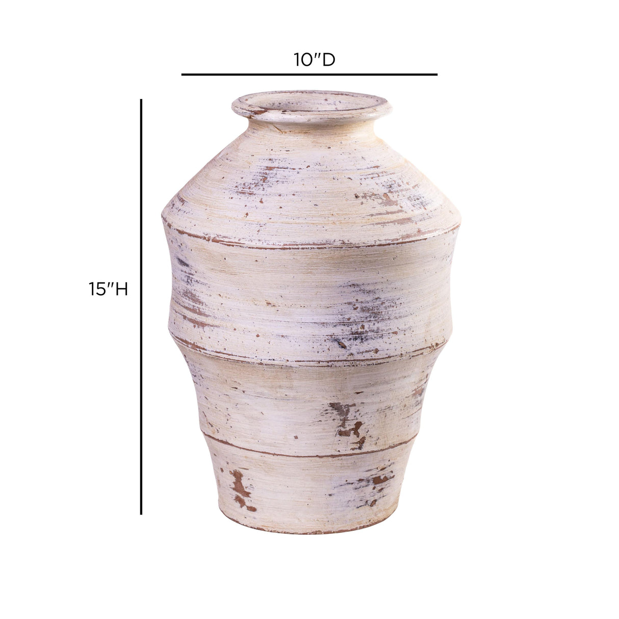TOV Visha Scalloped Distressed Cream Terracotta Vase