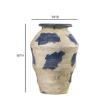 TOV Visha Cream and Blue Terracotta Vase