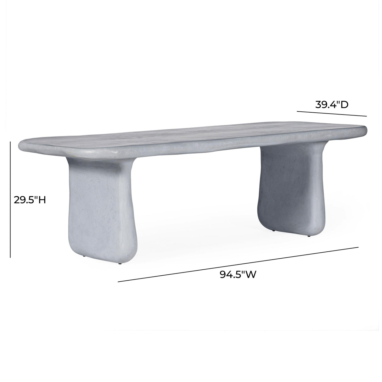 TOV Athen 95" Grey Faux Stone Indoor / Outdoor Rectangular Dining Table