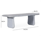 TOV Athen 95" Grey Faux Stone Indoor / Outdoor Rectangular Dining Table