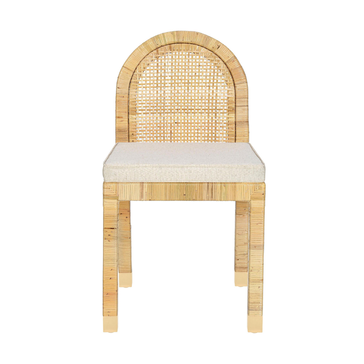 TOV Amara Cream Contract-Grade Linen Arched Dining Chair