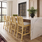 TOV Amara Rattan &amp; Cream Contract-Grade Linen Stool Counter Height