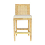 TOV Amara Rattan &amp; Cream Contract-Grade Linen Stool Counter Height