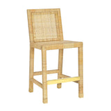 TOV Amara Rattan &amp; Cream Contract-Grade Linen Stool Counter Height