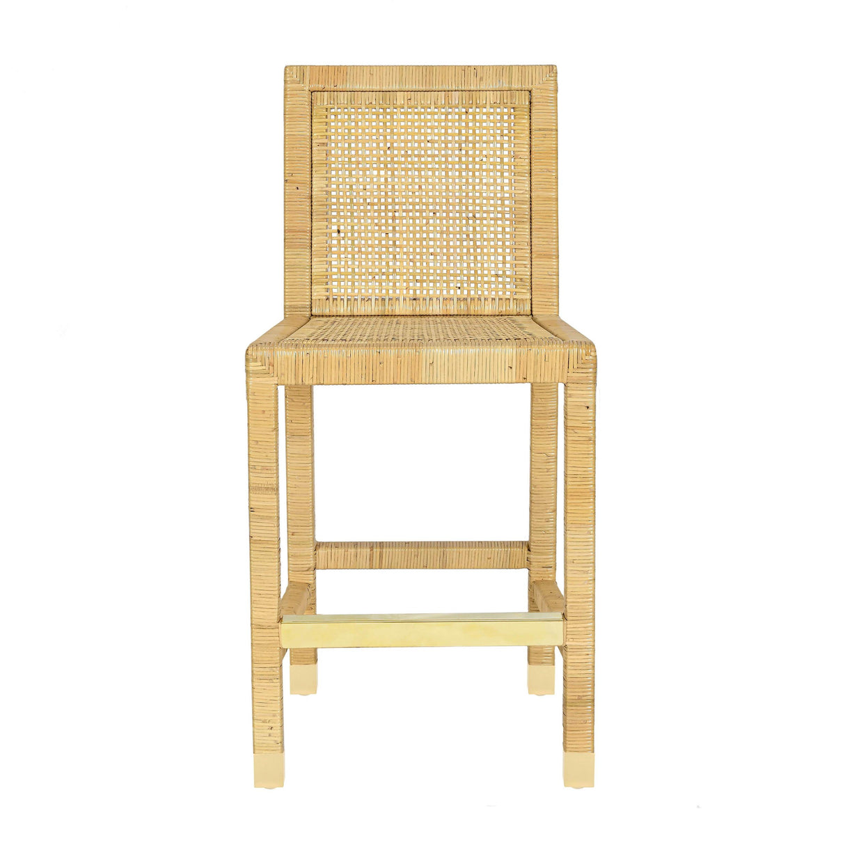 TOV Amara Rattan &amp; Cream Contract-Grade Linen Stool Counter Height