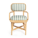 TOV Dorine Striped Performance Linen &amp; Rattan Dining Armchair